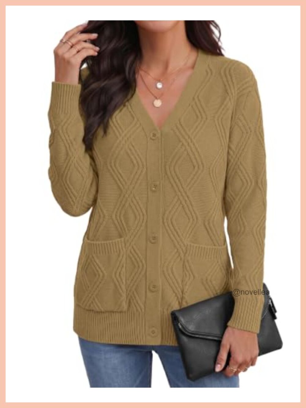Womens Cable Knit Cardigan Sweater Button Down Pockets Fall Winter